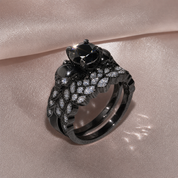 You're My Forever- 1.25 Carat Round Cut Diamond Option Skulls Promise Ring Set-Black Diamonds New York