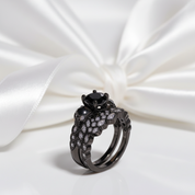 You're My Forever- 1.25 Carat Round Cut Diamond Option Skulls Promise Ring Set-Black Diamonds New York