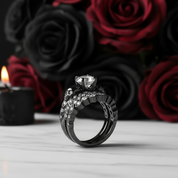 You're My Forever- 1.25 Carat Round Cut Diamond Option Skulls Promise Ring Set-Black Diamonds New York