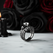 You're My Forever- 1.25 Carat Round Cut Diamond Option Skulls Promise Ring Set-Black Diamonds New York