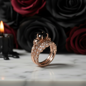 You're My Forever- 1.25 Carat Round Cut Diamond Option Skulls Promise Ring Set-Black Diamonds New York