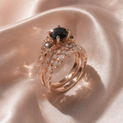 You're My Forever- 1.25 Carat Round Cut Diamond Option Skulls Promise Ring Set-Black Diamonds New York
