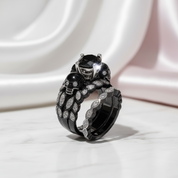 You're My Forever- 1.25 Carat Round Cut Diamond Option Skulls Promise Ring Set-Black Diamonds New York