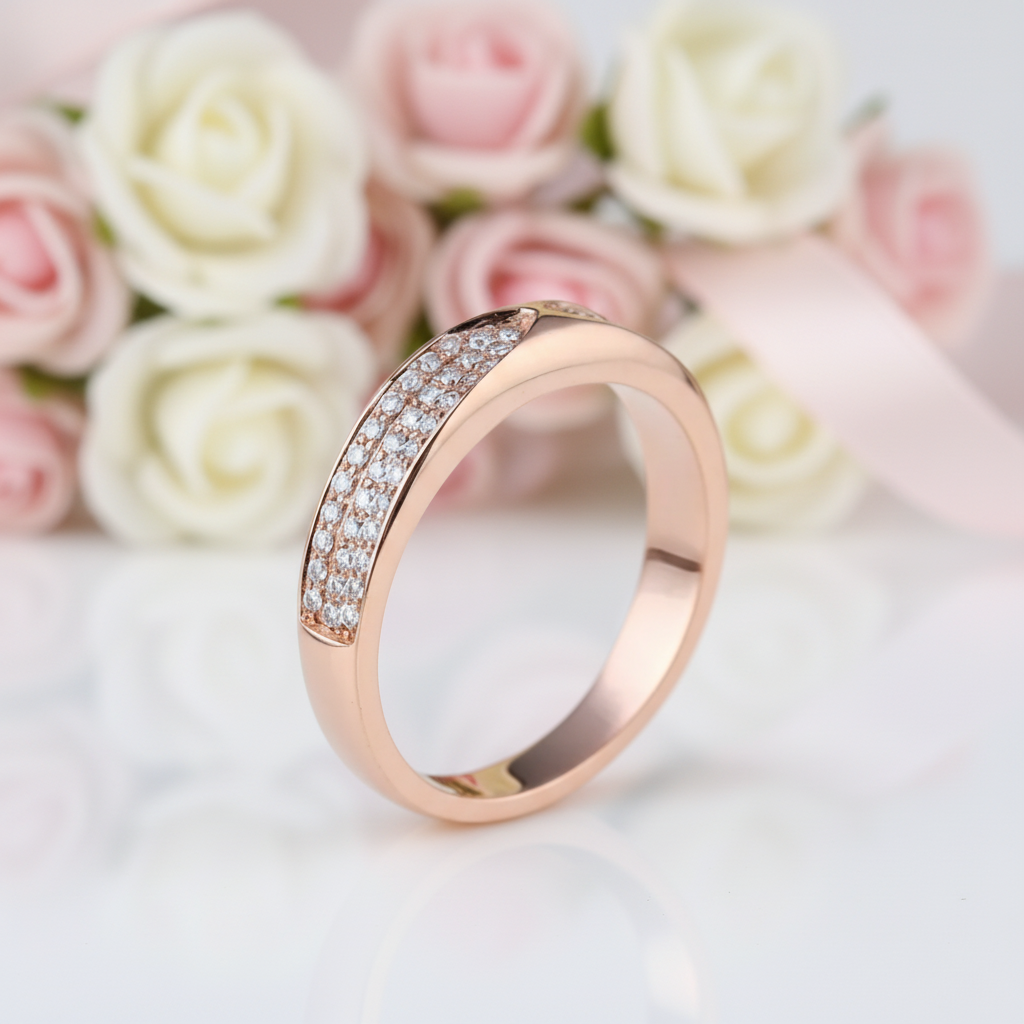 0.31ct Natural Diamond 14k Rose Gold Bridal Anniversary Ring-Black Diamonds New York