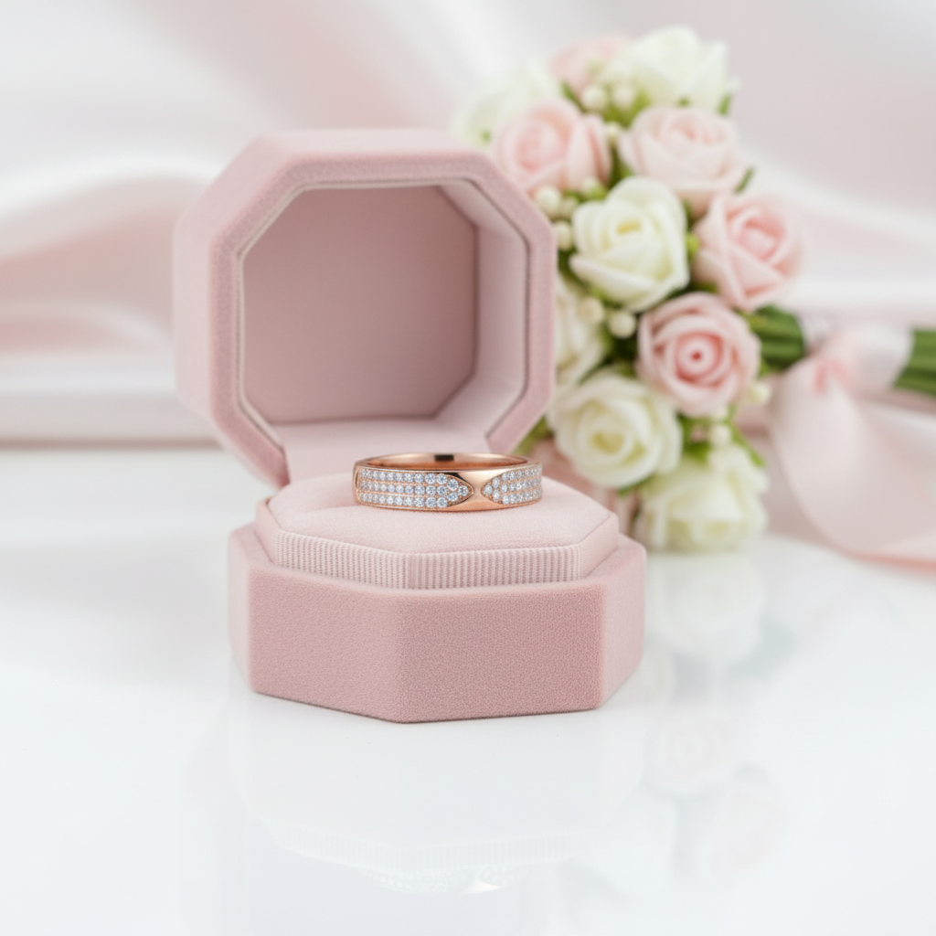 0.31ct Natural Diamond 14k Rose Gold Bridal Anniversary Ring-Black Diamonds New York