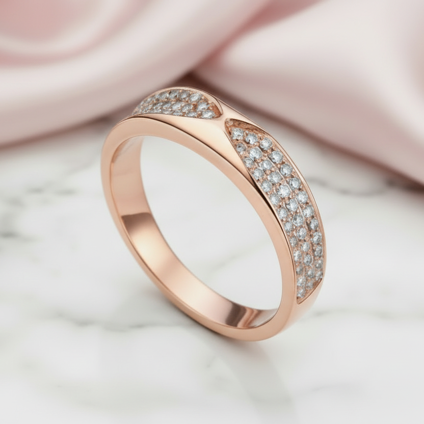 0.31ct Natural Diamond 14k Rose Gold Bridal Anniversary Ring-Black Diamonds New York
