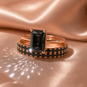 3 Carat Radiant Cut Lab Grown Diamond Ring Set in 14K Gold-Black Diamonds New York