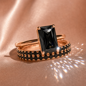 3 Carat Radiant Cut Lab Grown Diamond Ring Set in 14K Gold-Black Diamonds New York