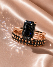3 Carat Radiant Cut Lab Grown Diamond Ring Set in 14K Gold-Black Diamonds New York
