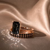 3 Carat Radiant Cut Lab Grown Diamond Ring Set in 14K Gold-Black Diamonds New York