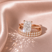 3 Carat Radiant Cut Lab Grown Diamond Ring Set in 14K Gold-Black Diamonds New York