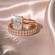 3 Carat Radiant Cut Lab Grown Diamond Ring Set in 14K Gold-Black Diamonds New York
