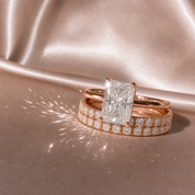 3 Carat Radiant Cut Lab Grown Diamond Ring Set in 14K Gold-Black Diamonds New York