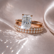 3 Carat Radiant Cut Lab Grown Diamond Ring Set in 14K Gold-Black Diamonds New York