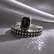 3 Carat Radiant Cut Lab Grown Diamond Ring Set in 14K Gold-Black Diamonds New York