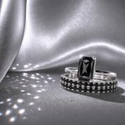 3 Carat Radiant Cut Lab Grown Diamond Ring Set in 14K Gold-Black Diamonds New York