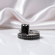 3 Carat Radiant Cut Lab Grown Diamond Ring Set in 14K Gold-Black Diamonds New York