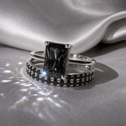 3 Carat Radiant Cut Lab Grown Diamond Ring Set in 14K Gold-Black Diamonds New York