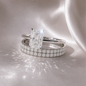 3 Carat Radiant Cut Lab Grown Diamond Ring Set in 14K Gold-Black Diamonds New York