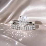 3 Carat Radiant Cut Lab Grown Diamond Ring Set in 14K Gold-Black Diamonds New York