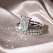 3 Carat Radiant Cut Lab Grown Diamond Ring Set in 14K Gold-Black Diamonds New York