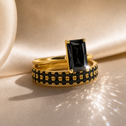 3 Carat Radiant Cut Lab Grown Diamond Ring Set in 14K Gold-Black Diamonds New York