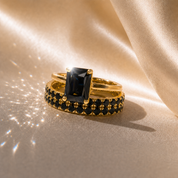 3 Carat Radiant Cut Lab Grown Diamond Ring Set in 14K Gold-Black Diamonds New York