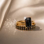 3 Carat Radiant Cut Lab Grown Diamond Ring Set in 14K Gold-Black Diamonds New York