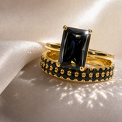 3 Carat Radiant Cut Lab Grown Diamond Ring Set in 14K Gold-Black Diamonds New York