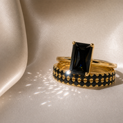 3 Carat Radiant Cut Lab Grown Diamond Ring Set in 14K Gold-Black Diamonds New York
