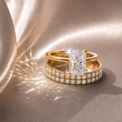 3 Carat Radiant Cut Lab Grown Diamond Ring Set in 14K Gold-Black Diamonds New York