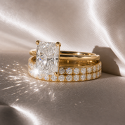 3 Carat Radiant Cut Lab Grown Diamond Ring Set in 14K Gold-Black Diamonds New York