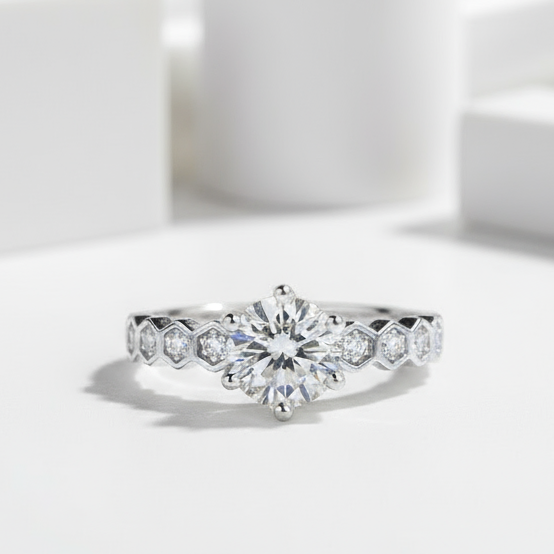 0.5 ct 5mm Diamond Antique Style Ring-Black Diamonds New York