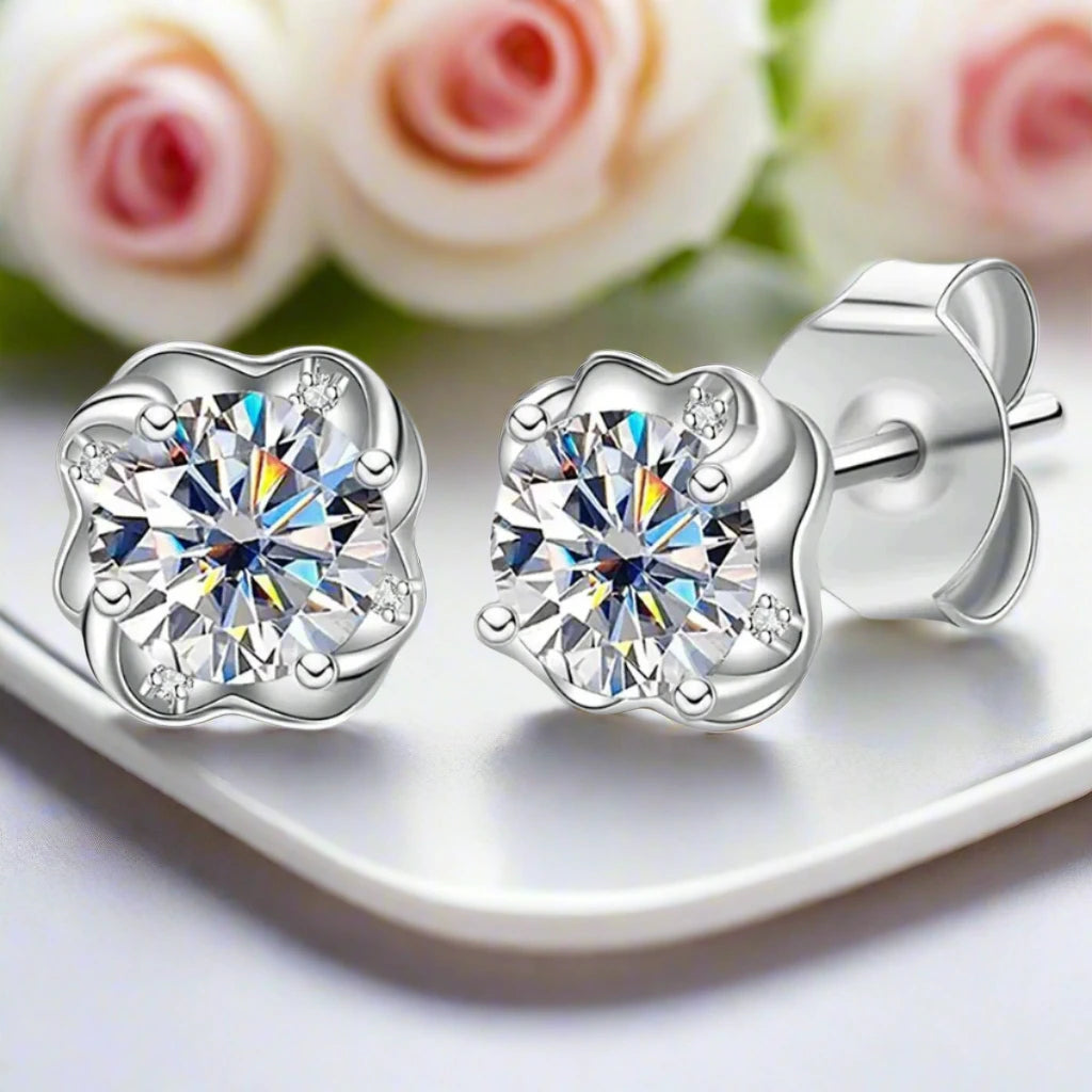 0.5 Ct Diamond Flower Stud Earrings-Black Diamonds New York