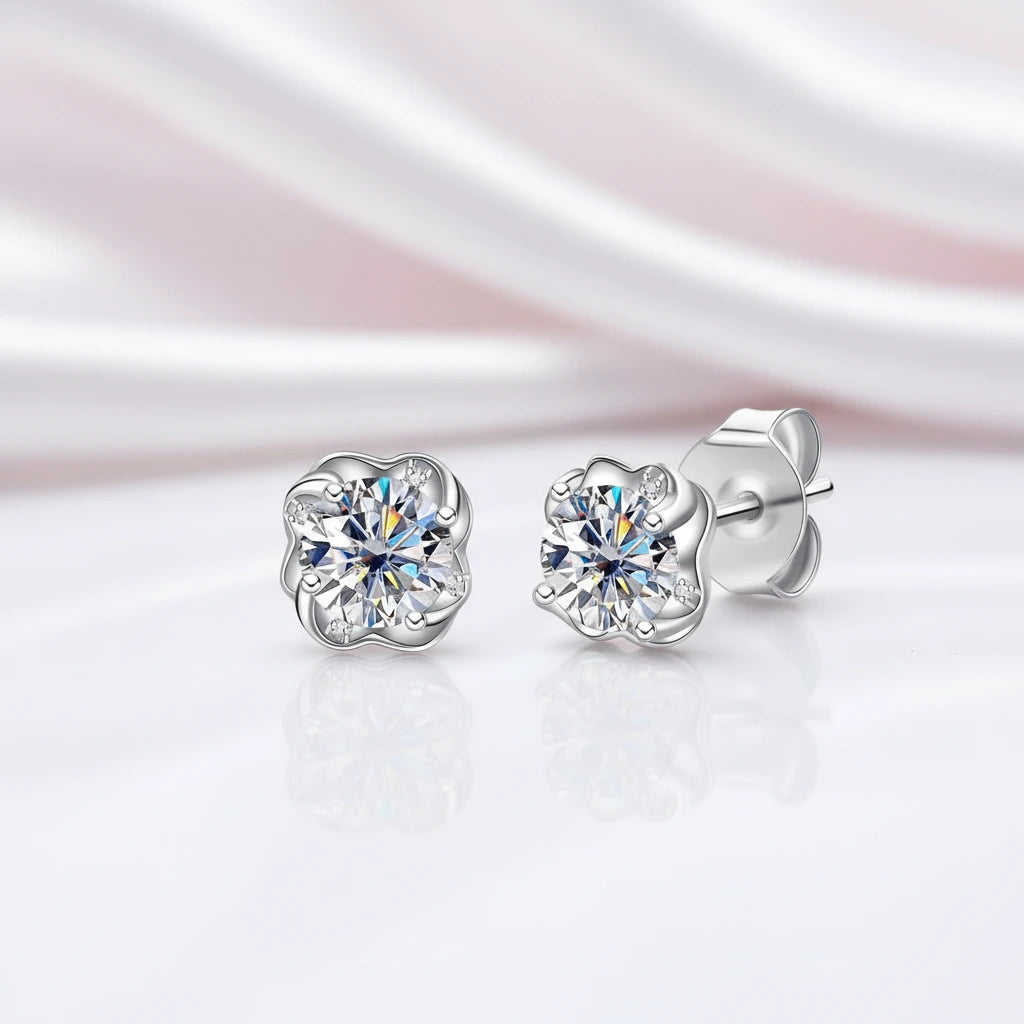 0.5 Ct Diamond Option Flower Stud Earrings-Black Diamonds New York