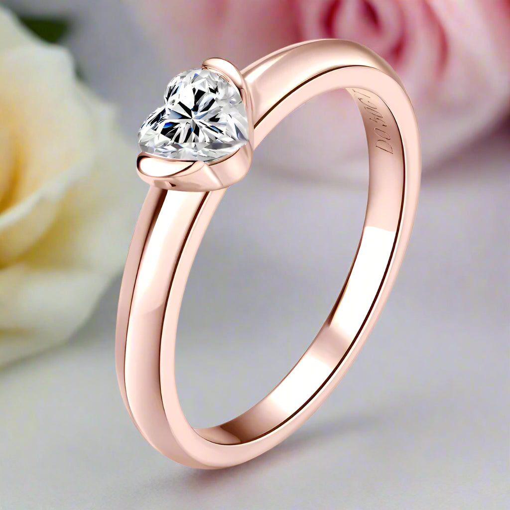 0.5 Ct Heart Cut Diamond Solitaire Engagement Ring-Black Diamonds New York