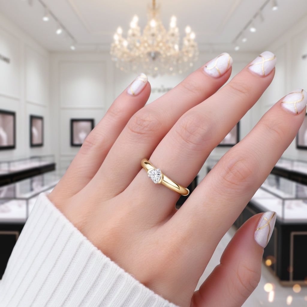 0.5 Ct Heart Cut Diamond Option Solitaire Engagement Ring-Black Diamonds New York