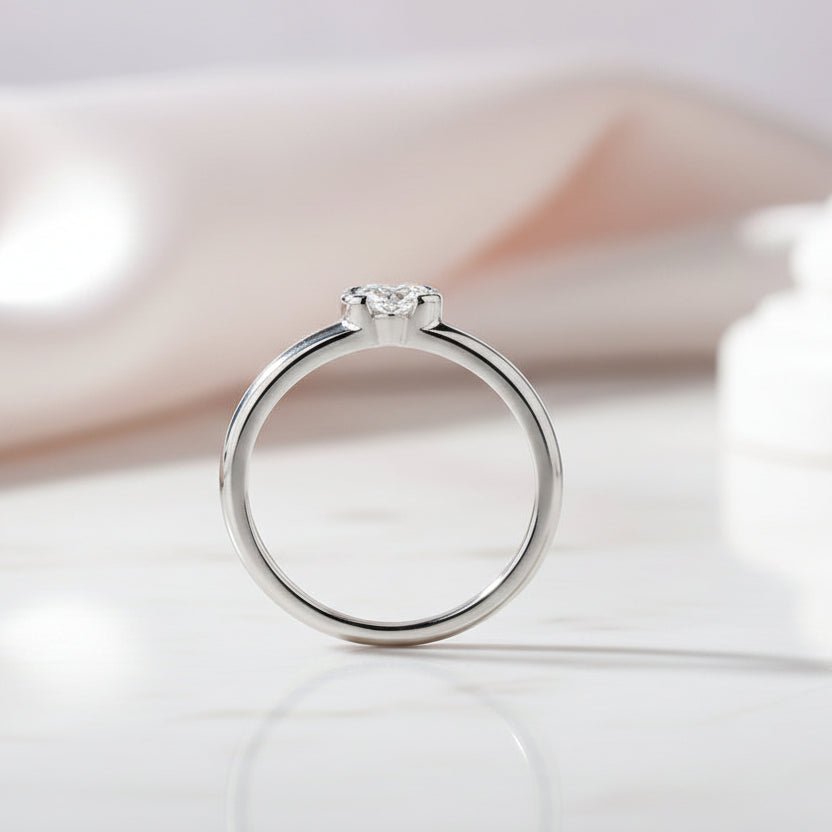 0.5 Ct Heart Cut Diamond Option Solitaire Engagement Ring-Black Diamonds New York