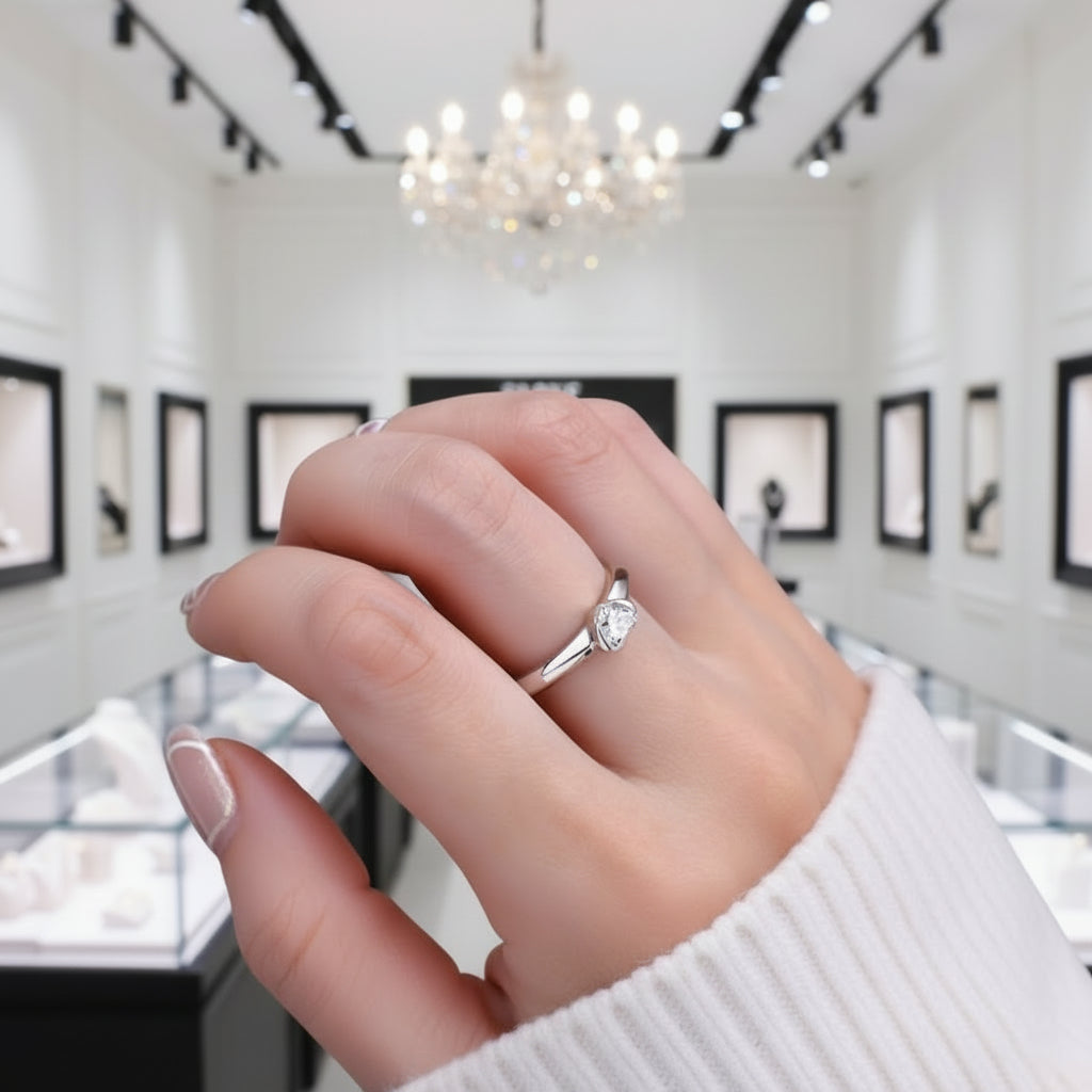 0.5 Ct Heart Cut Diamond Option Solitaire Engagement Ring-Black Diamonds New York