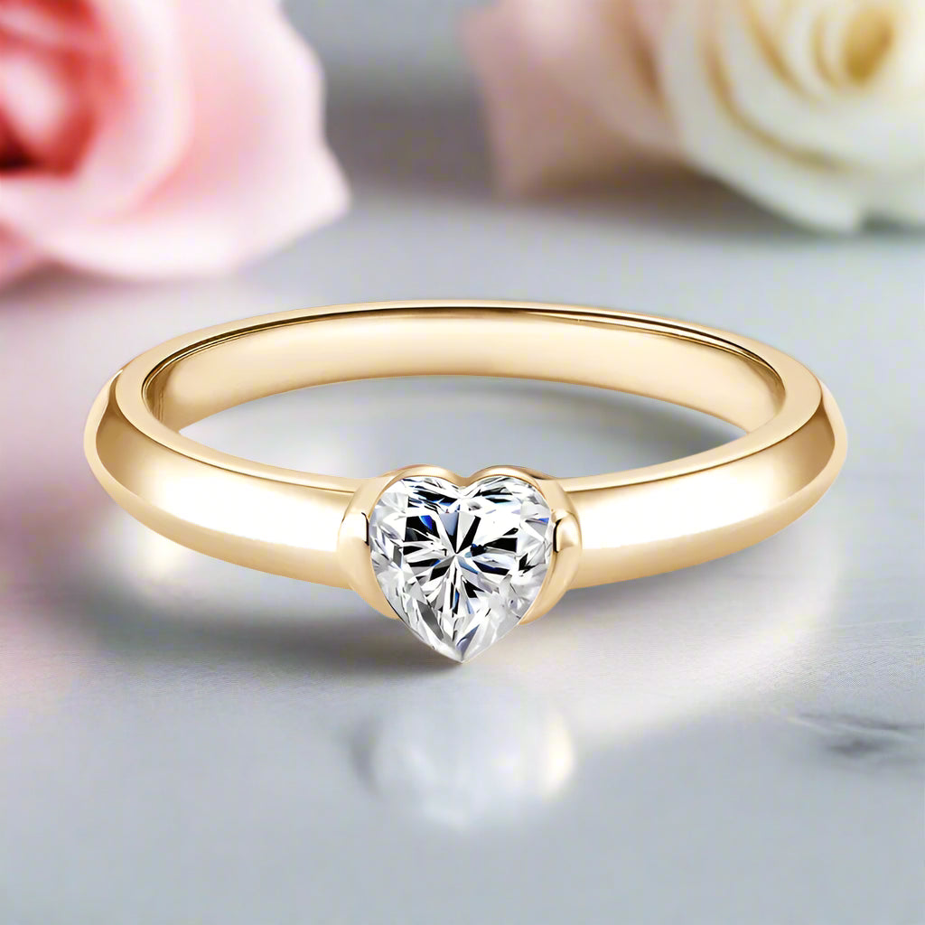 0.5 Ct Heart Cut Diamond Solitaire Engagement Ring-Black Diamonds New York