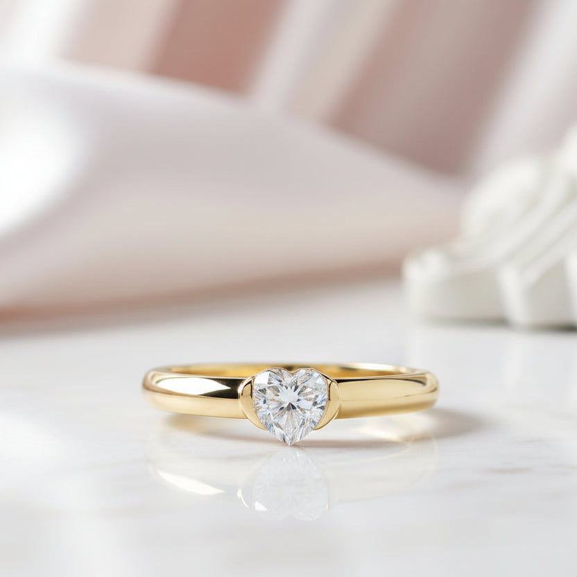 0.5 Ct Heart Cut Diamond Option Solitaire Engagement Ring-Black Diamonds New York