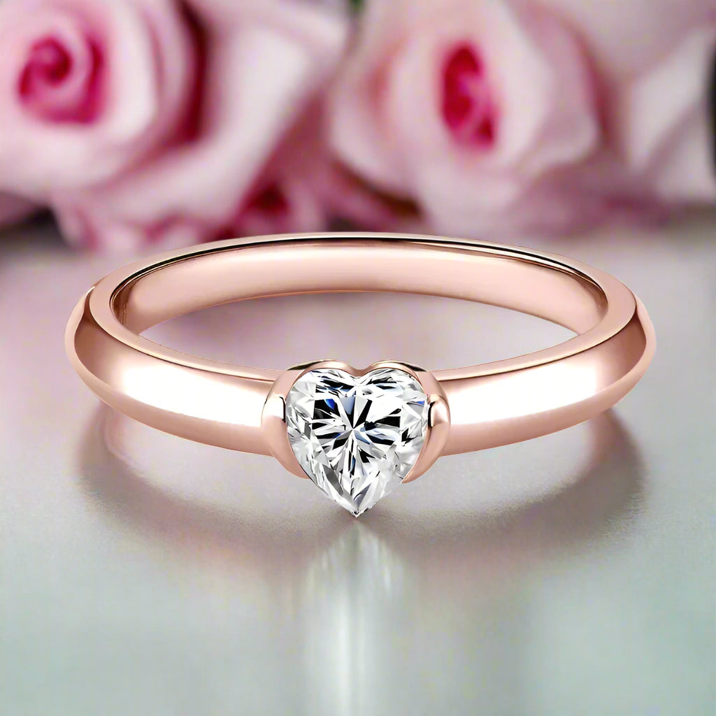 0.5 Ct Heart Cut Diamond Solitaire Engagement Ring-Black Diamonds New York