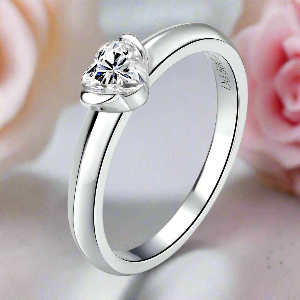 0.5 Ct Heart Cut Diamond Solitaire Engagement Ring-Black Diamonds New York