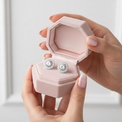 0.5 Ct Round Cut Diamond Halo Stud Earrings