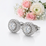 0.5 Ct Round Cut Diamond Option Halo Stud Earrings-Black Diamonds New York