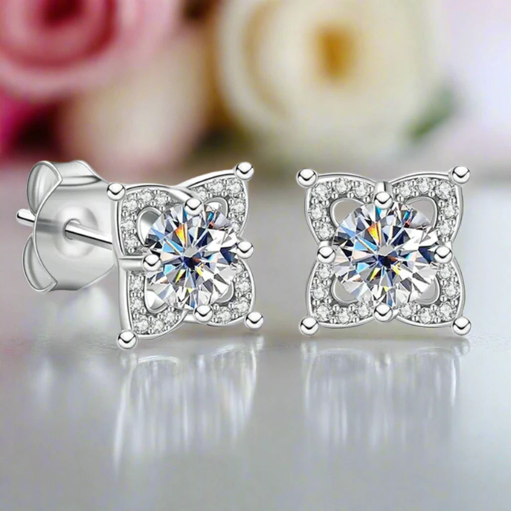 0.5 Ct Round Diamond Flower Stud Earrings-Black Diamonds New York