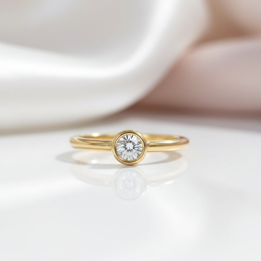 0.5 Ct Round Diamond Option Solitaire Engagement Ring-Black Diamonds New York