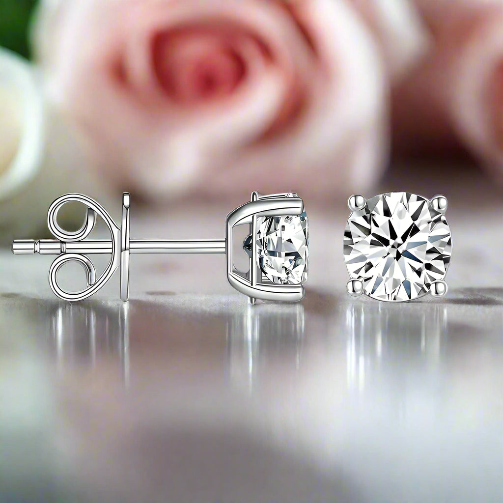 0.5 Ct Round Lab Grown Diamond Option Stud Earrings in 14k White Gold-Black Diamonds New York