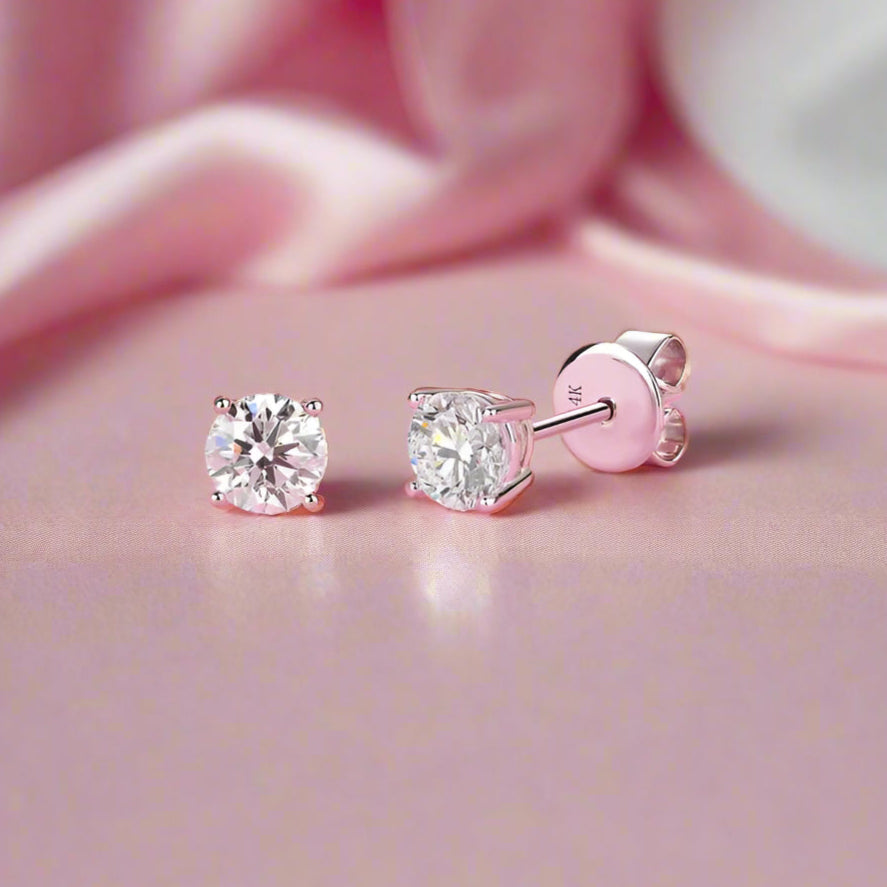 0.5 Ct Round Lab Grown Diamond Option Stud Earrings in 14k White Gold-Black Diamonds New York