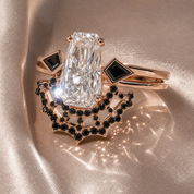 LOVE SPELL- Coffin Cut Diamond Option Spider Web Gothic Wedding Ring Set-Black Diamonds New York